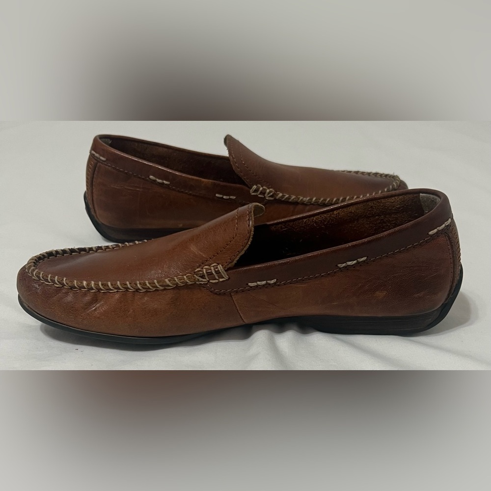 Frye Eddie Club Brown Leather Moc Toe Preppy Comfort Slip on Men’s Loafers - Picture 5 of 11